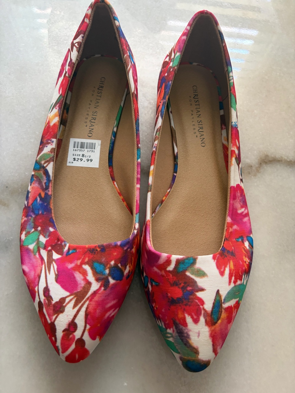 Christian Siriano For Payless Floral Multicolor Ballet Flats in Pink & Red